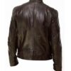 Mens Vintage Slim Fit Biker Brown Jacket - Image 2