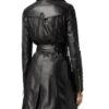 Double Breasted Black Leather Long Coat - Image 3