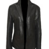 Jennifer Lawrence Joy Black Leather Coat